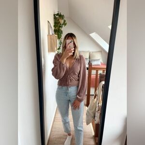 H&M Elegant Mauve Long Sleeve Top, Size S